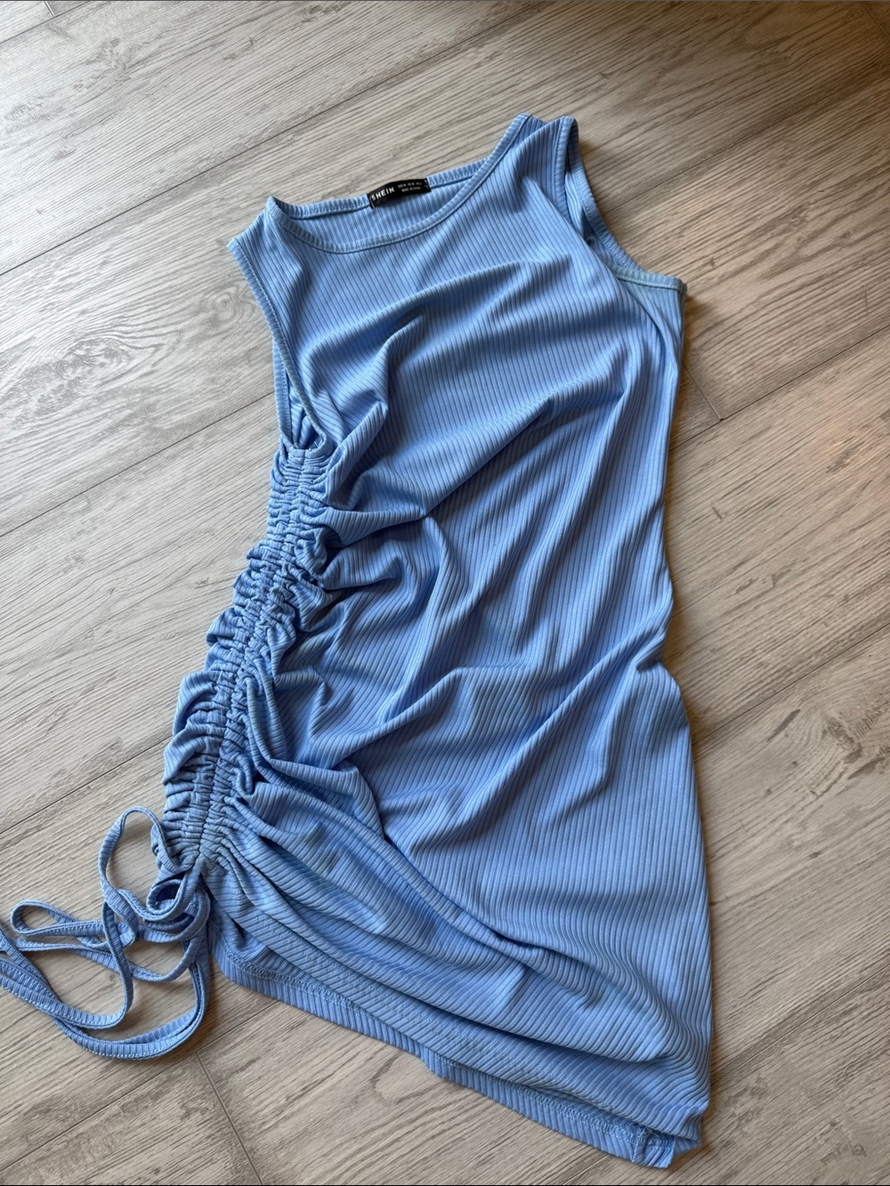 SHEIN Light Blue Ribbed Tank Dress